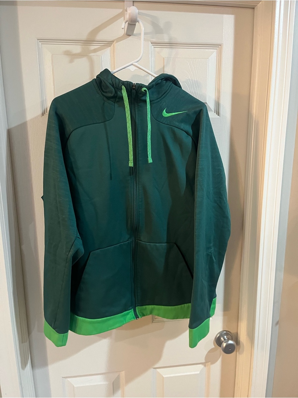 Nike Dark Green Hoodie with Neon Green Trim